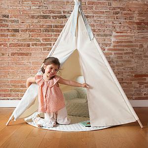 Kinderteppich für Tipi STARS grün
