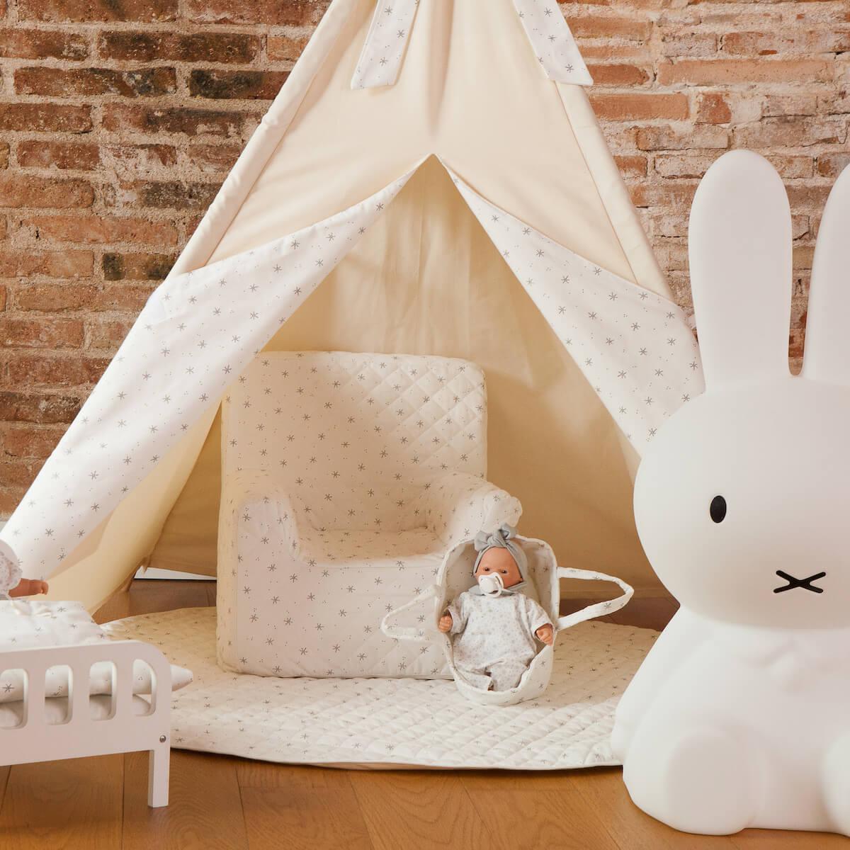 Kinderteppich für Tipi STARS weiß 