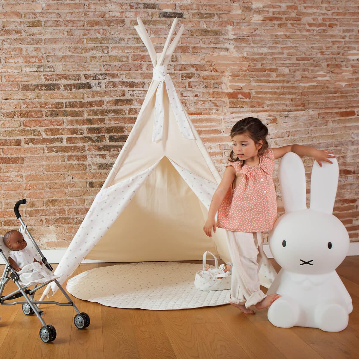 Kinderteppich für Tipi STARS weiß 