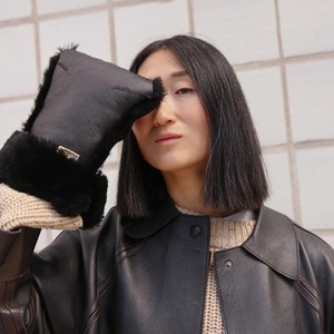 Kinderwagenfäustlinge aus Schaffell Binibamba black black