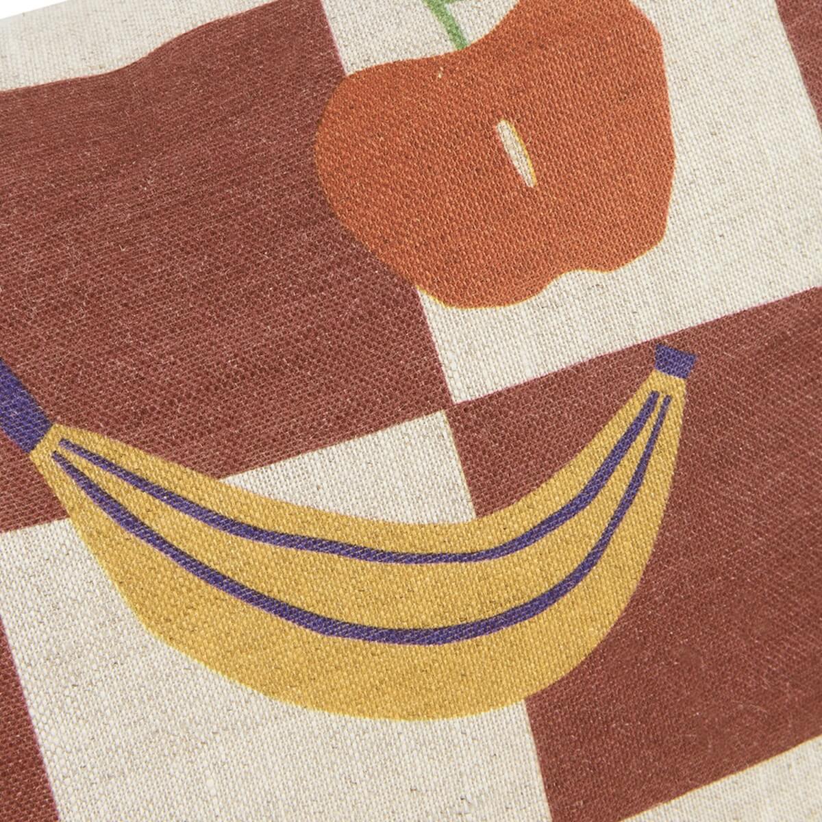 Kissen VIBES S 33x22cm Nobodinoz Maroon Checks Fruits