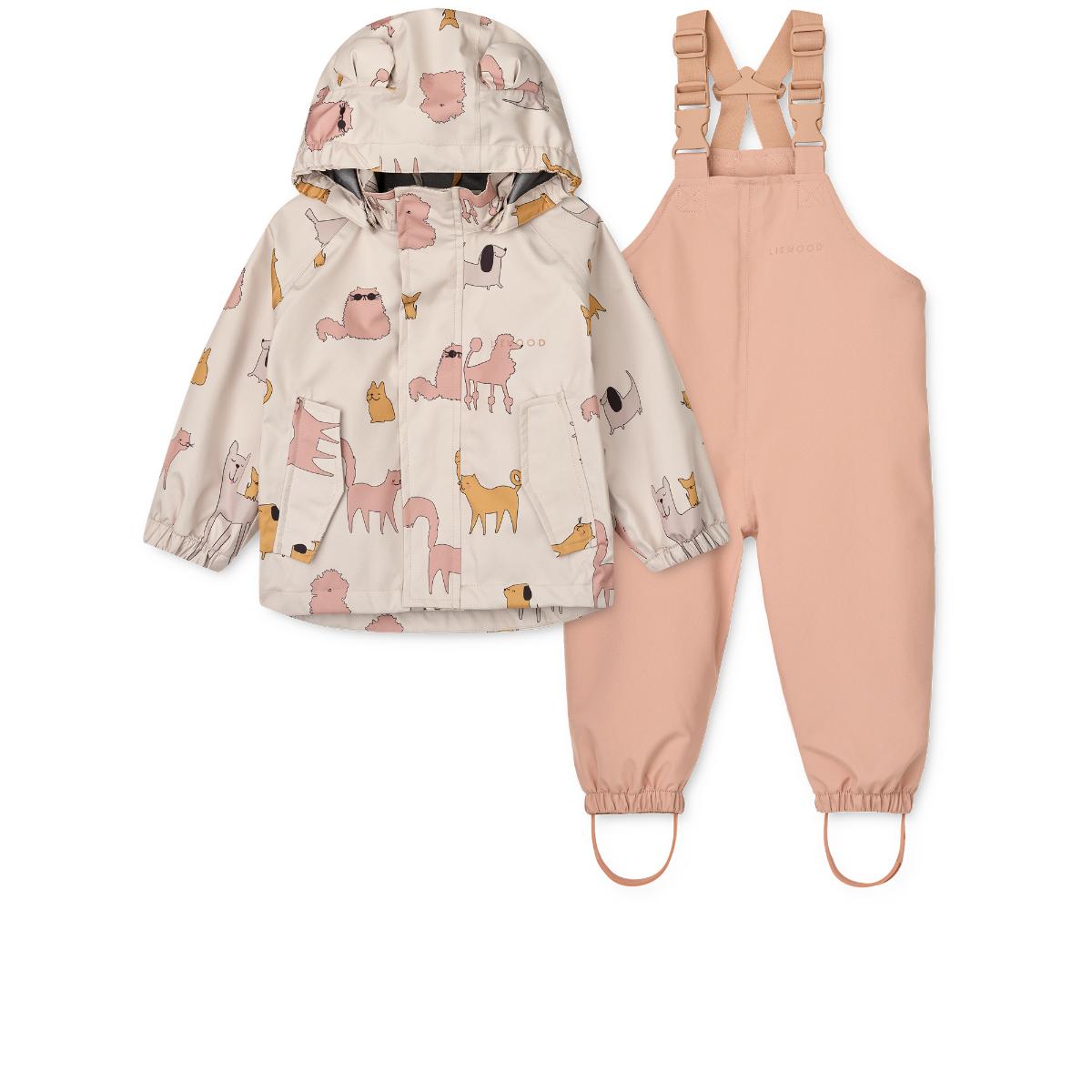 Kit de vêtements de pluie MANU 86 Liewood Cats and Dogs sandy