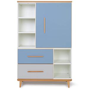 Kleiderschank 147cm 1-türig 2 Schubladen NADO capri blue-manhattan grey