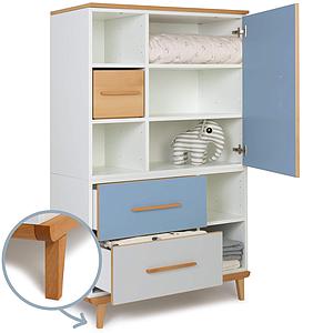 Kleiderschank 147cm 1-türig 2 Schubladen NADO capri blue-manhattan grey