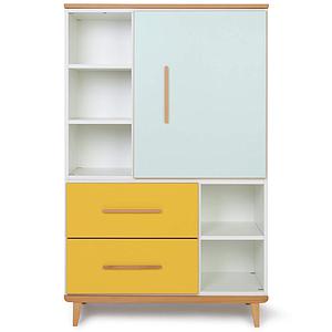 Kleiderschank 147cm 1-türig 2 Schubladen NADO mint-sunshine yellow