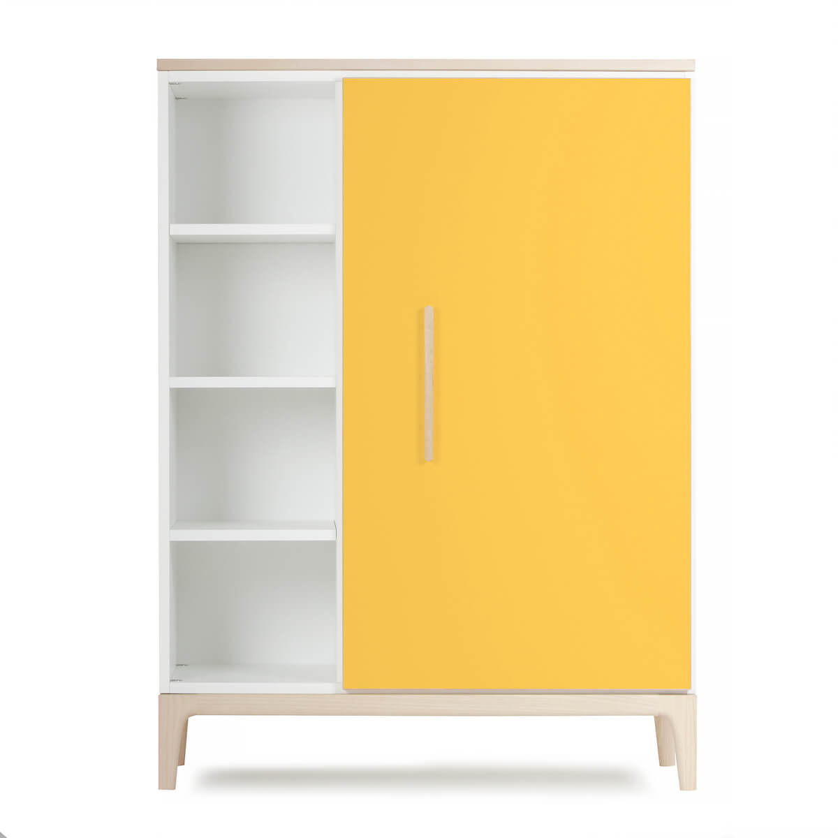Kleiderschrank 120 cm 1-türig NADO Curve Esche sunshine yellow