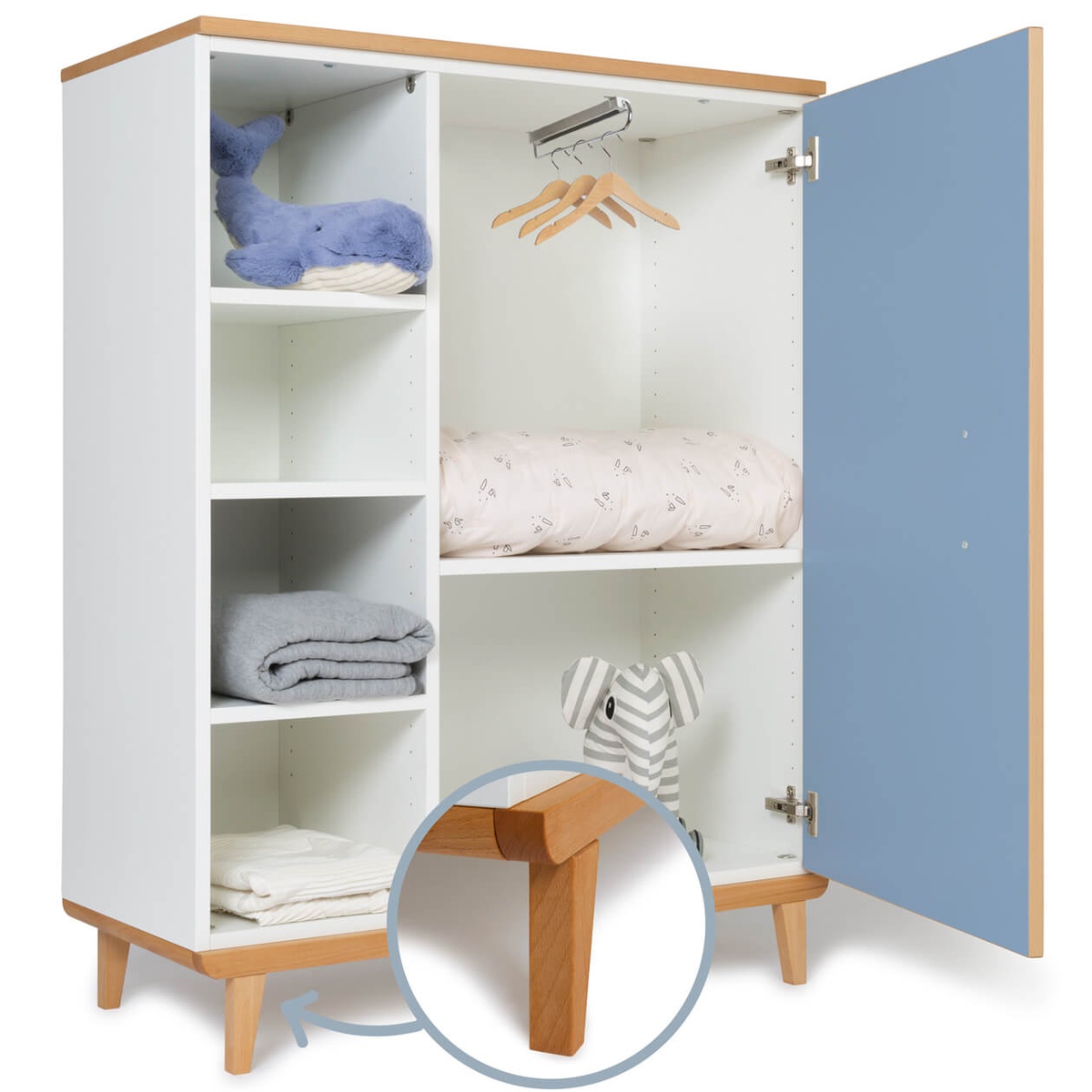 Kleiderschrank 120 cm 1-türig NADO Retro Buche capri blue