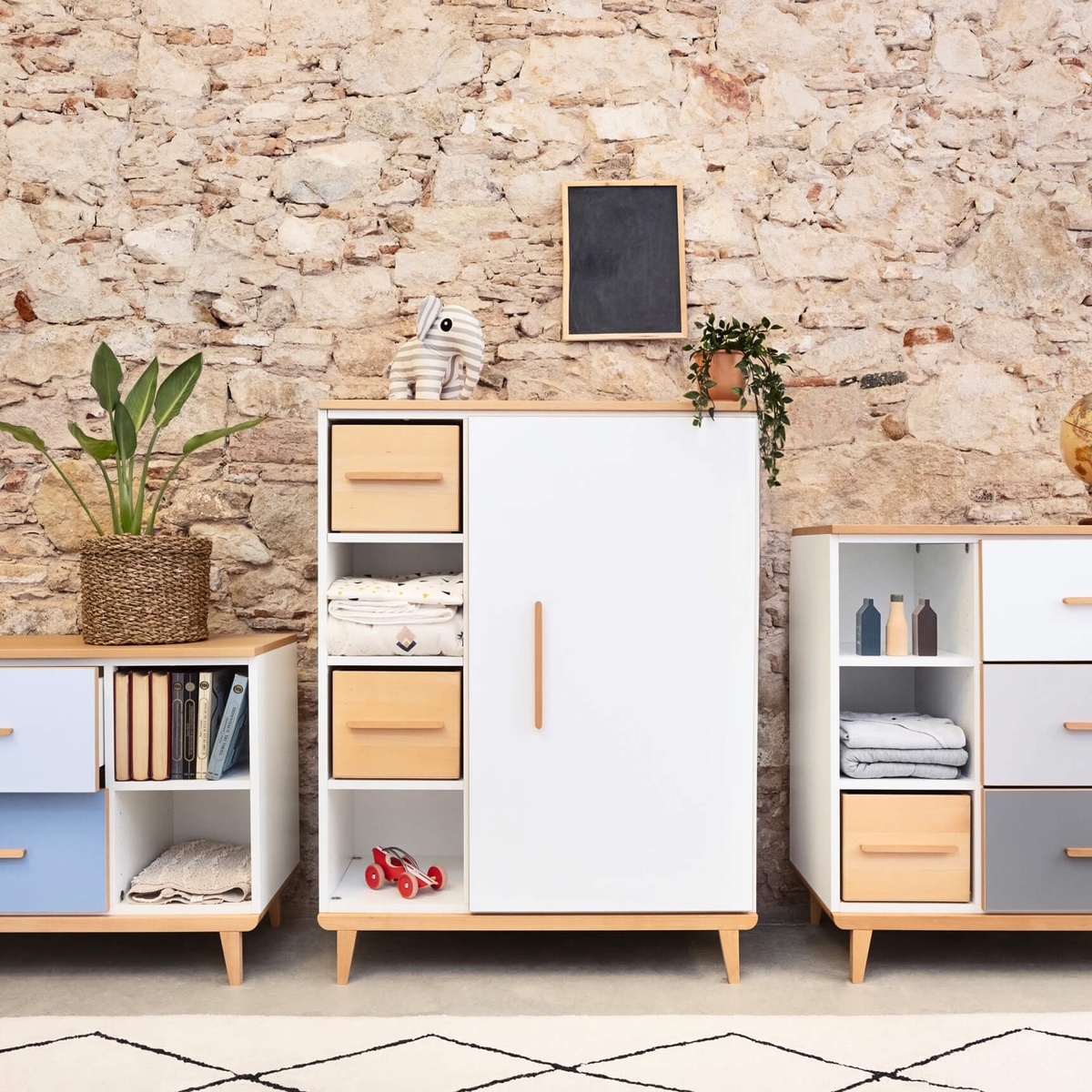 Kleiderschrank 120 cm 1-türig NADO Retro Buche white