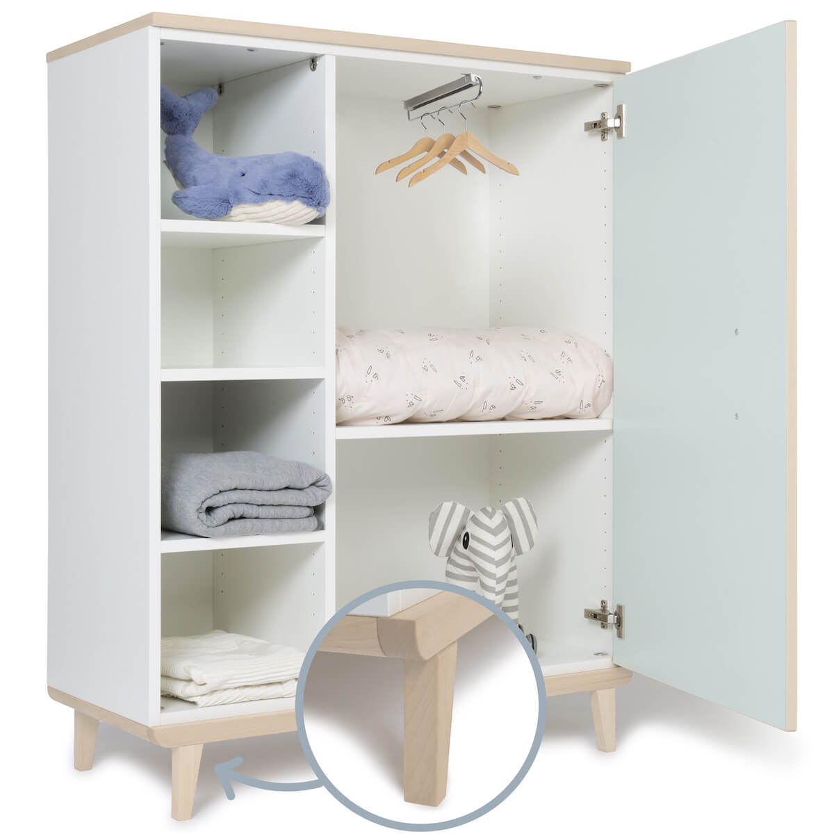 Kleiderschrank 120 cm 1-türig NADO Retro Esche mint