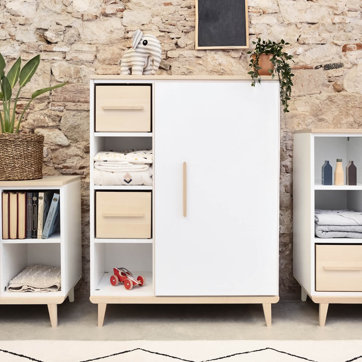 Kleiderschrank 120 cm 1-türig NADO Retro Esche white