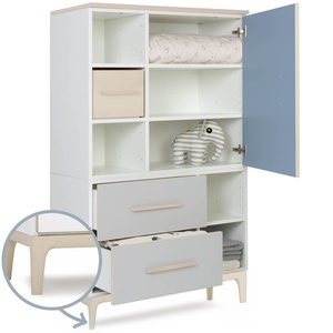 Kleiderschrank 147 cm 1-türig 2 Schubladen NADO Curve Esche capri blue-manhattan grey