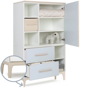 Kleiderschrank 147 cm 1-türig 2 Schubladen NADO Curve Esche sky blue