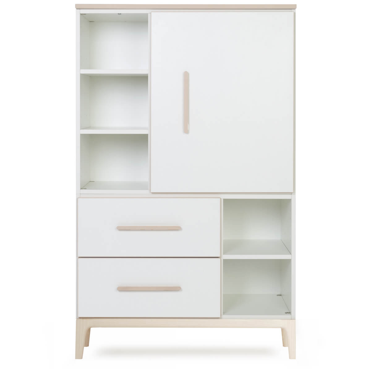 Kleiderschrank 147 cm 1-türig 2 Schubladen NADO Curve Esche white