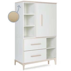 Kleiderschrank 147 cm 1-türig 2 Schubladen NADO Curve Esche white