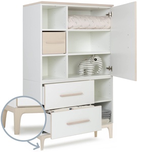 Kleiderschrank 147 cm 1-türig 2 Schubladen NADO Curve Esche white