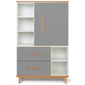 Kleiderschrank 147 cm 1-türig 2 Schubladen NADO Retro Buche slate grey