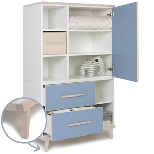 Kleiderschrank 147 cm 1-türig 2 Schubladen NADO Retro Esche capri blue