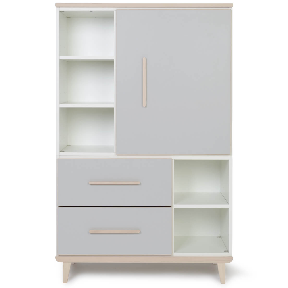 Kleiderschrank 147 cm 1-türig 2 Schubladen NADO Retro Esche manhattan grey