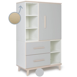 Kleiderschrank 147 cm 1-türig 2 Schubladen NADO Retro Esche manhattan grey