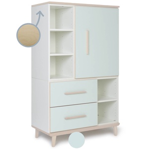 Kleiderschrank 147 cm 1-türig 2 Schubladen NADO Retro Esche mint