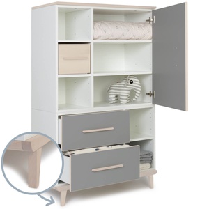 Kleiderschrank 147 cm 1-türig 2 Schubladen NADO Retro Esche slate grey