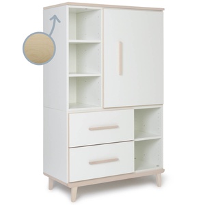 Kleiderschrank 147 cm 1-türig 2 Schubladen NADO Retro Esche white