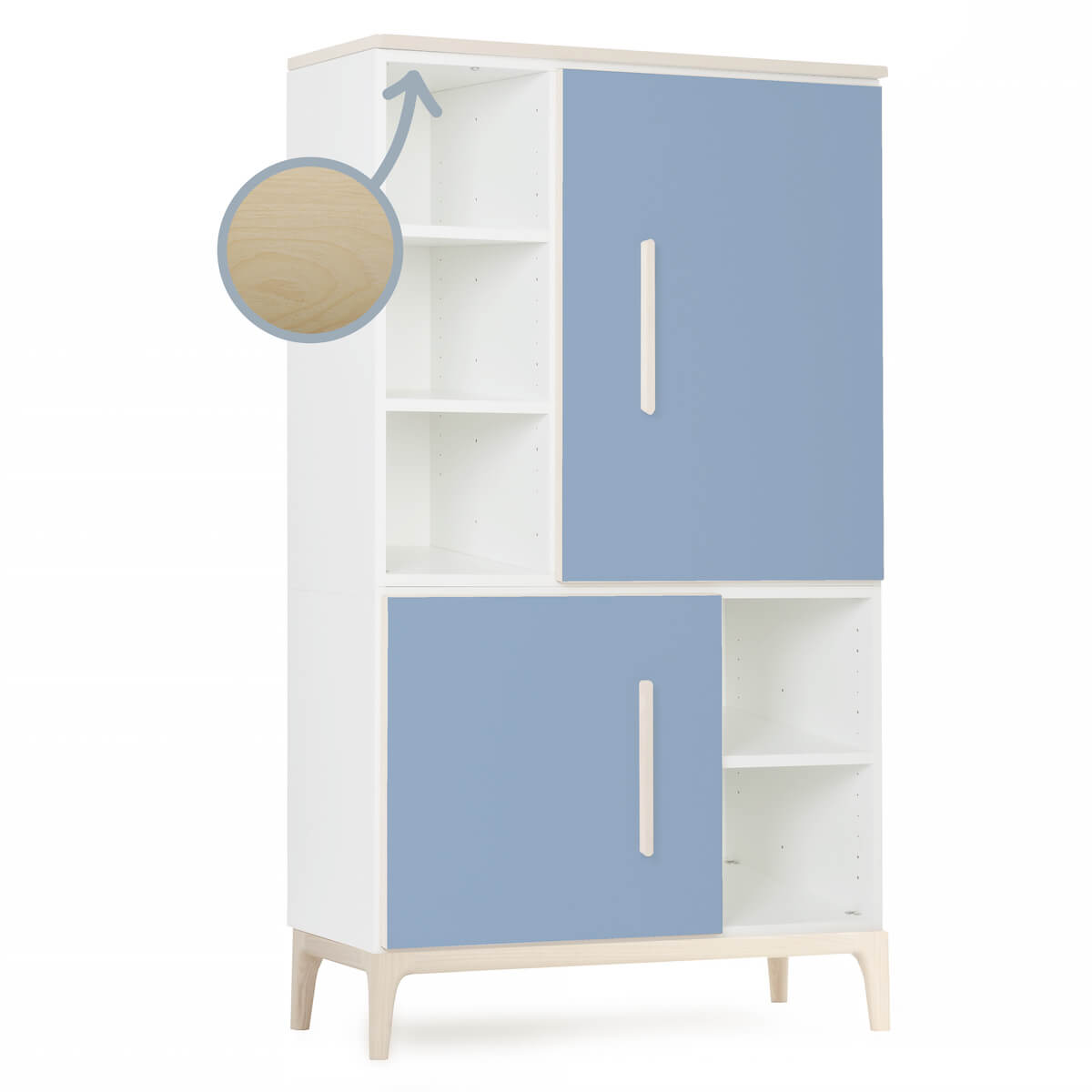Kleiderschrank 147 cm 2-türig  NADO Curve Esche capri blue