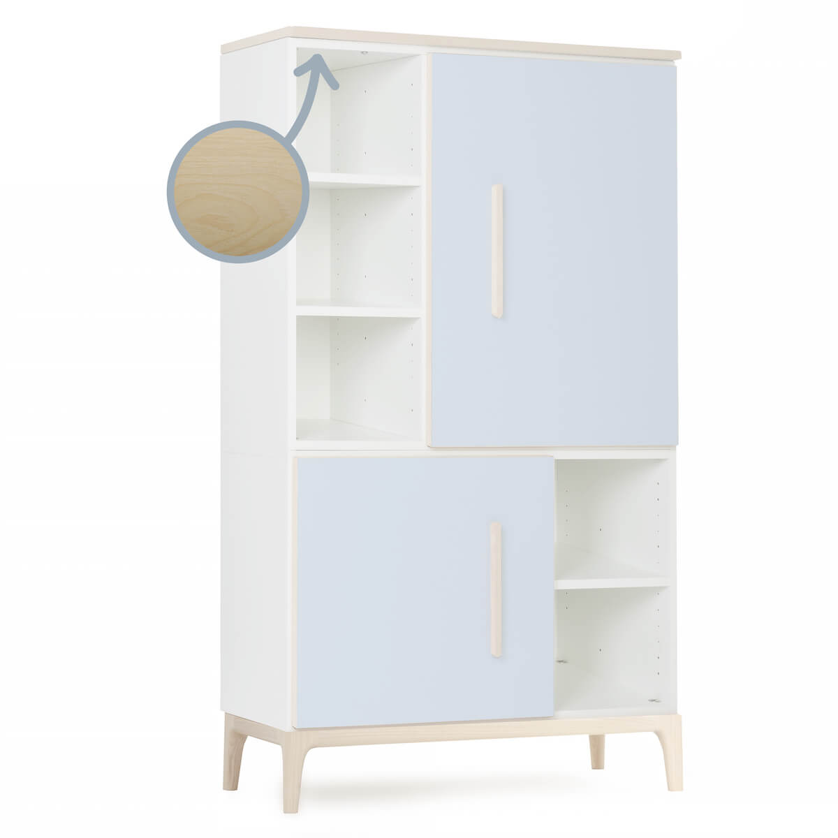 Kleiderschrank 147 cm 2-türig  NADO Curve Esche sky blue
