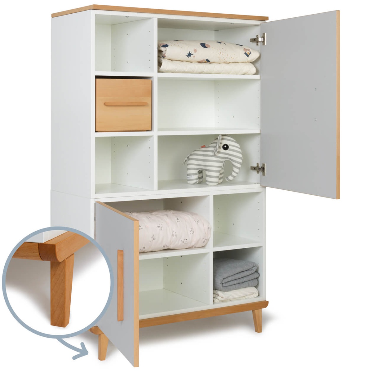 Kleiderschrank 147 cm 2-türig  NADO Retro Buche manhattan grey