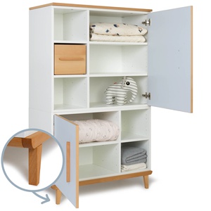Kleiderschrank 147 cm 2-türig  NADO Retro Buche sky blue
