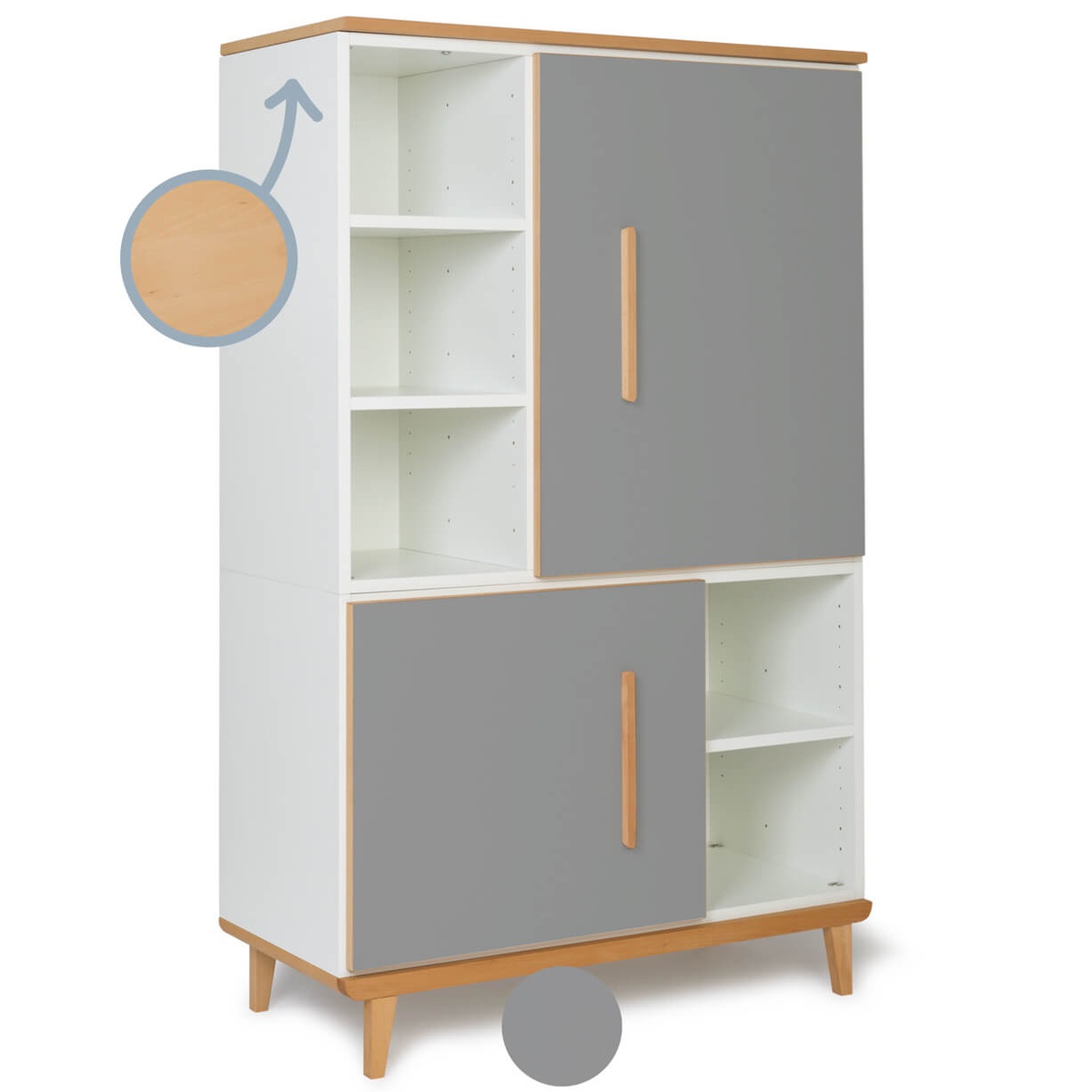 Kleiderschrank 147 cm 2-türig  NADO Retro Buche slate grey