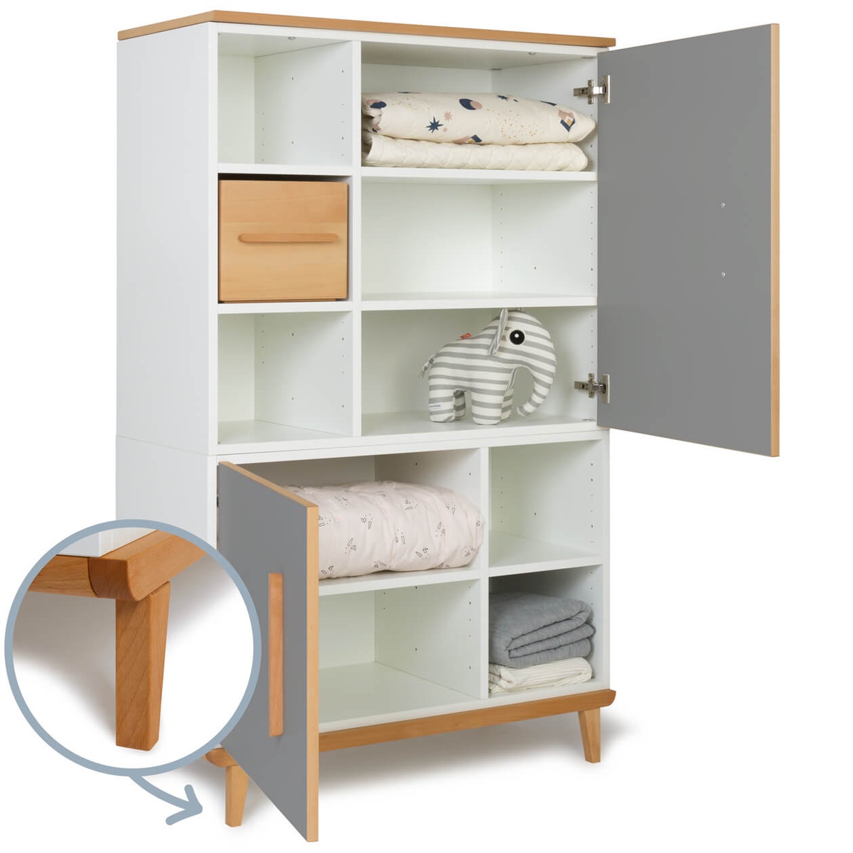 Kleiderschrank 147 cm 2-türig  NADO Retro Buche slate grey