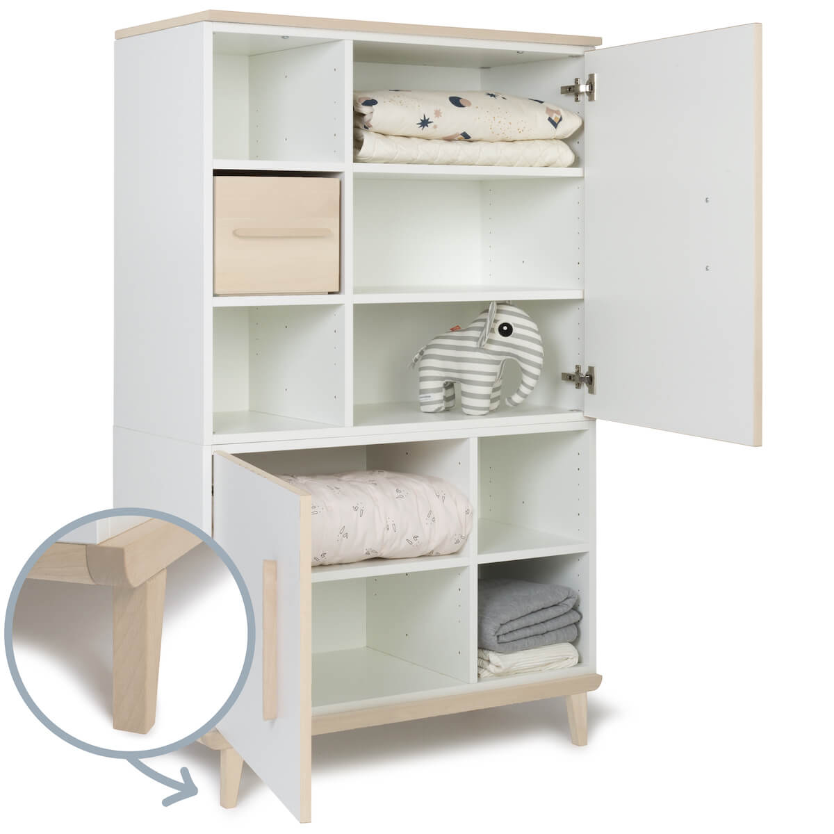 Kleiderschrank 147 cm 2-türig  NADO Retro Esche white