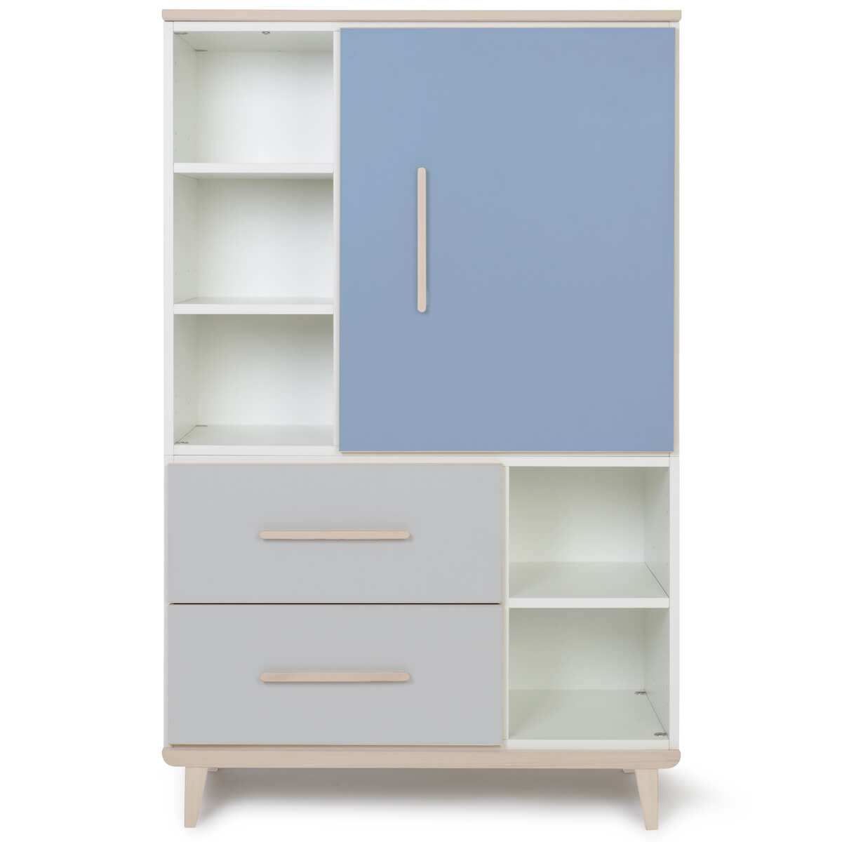 Kleiderschrank 147cm 1-türig 2 Schubladen NADO Esche capri blue-manhattan grey