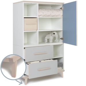 Kleiderschrank 147cm 1-türig 2 Schubladen NADO Esche capri blue-manhattan grey
