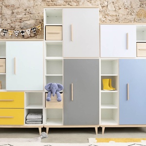 Kleiderschrank 147cm 1-türig 2 Schubladen NADO Esche capri blue-manhattan grey