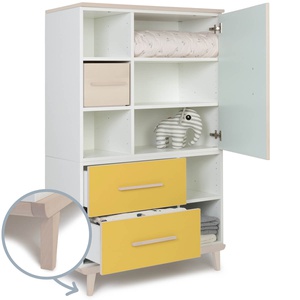 Kleiderschrank 147cm 1-türig 2 Schubladen NADO Esche mint-sunshine yellow