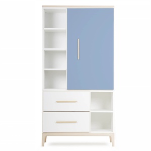 Kleiderschrank 173 cm 1-türig 2 Schubladen NADO Curve Esche capri blue-white