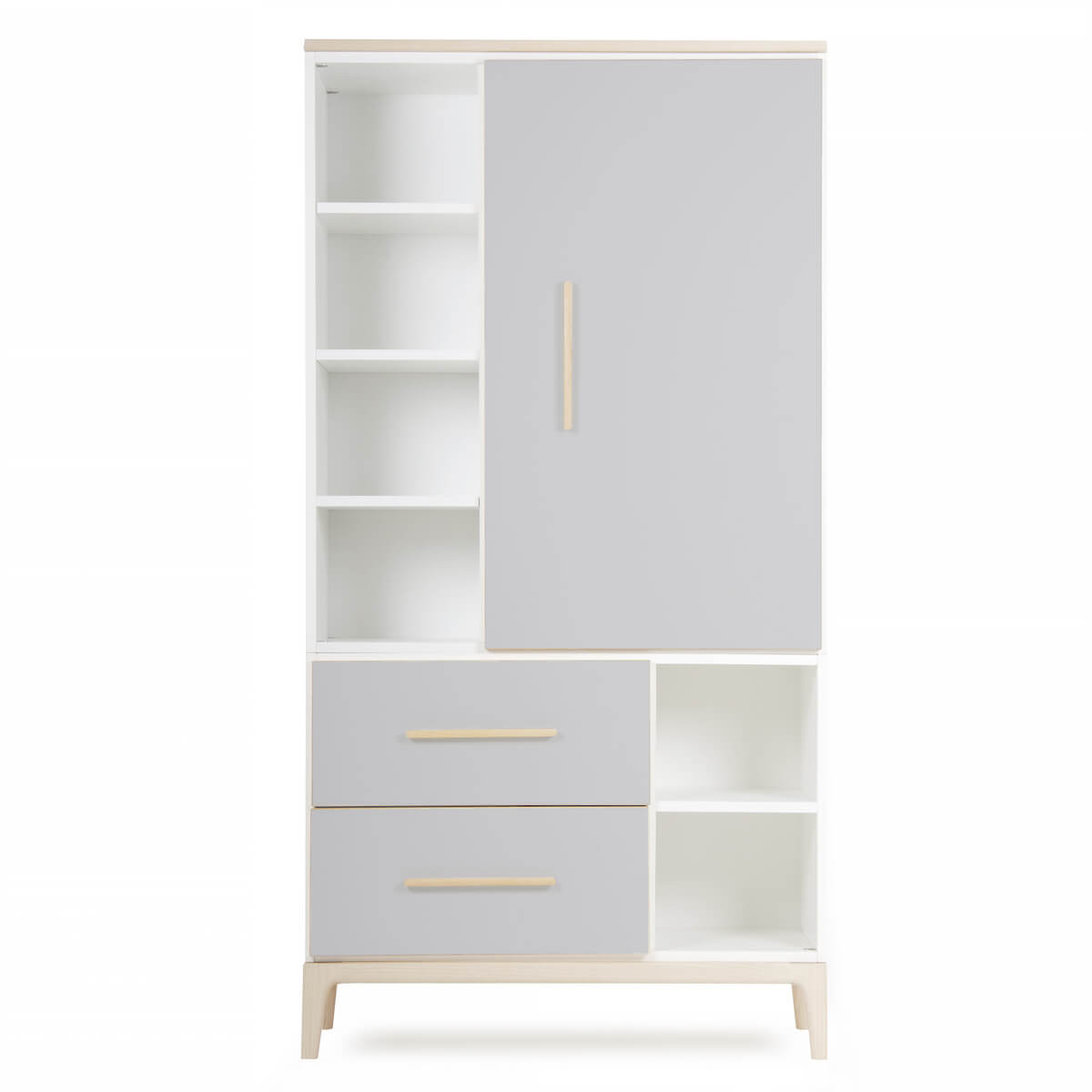 Kleiderschrank 173 cm 1-türig 2 Schubladen NADO Curve Esche manhattan grey