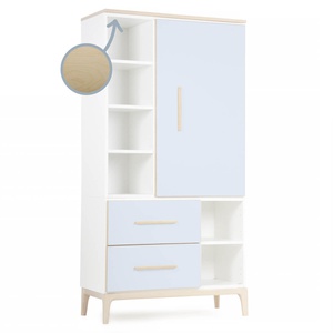 Kleiderschrank 173 cm 1-türig 2 Schubladen NADO Curve Esche sky blue