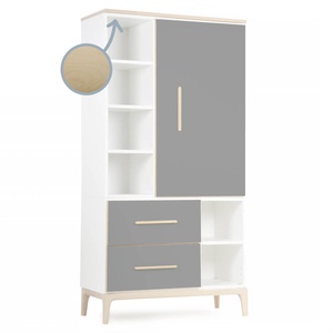 Kleiderschrank 173 cm 1-türig 2 Schubladen NADO Curve Esche slate grey