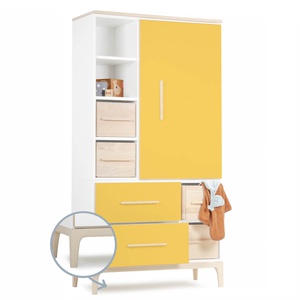 Kleiderschrank 173 cm 1-türig 2 Schubladen NADO Curve Esche sunshine yellow