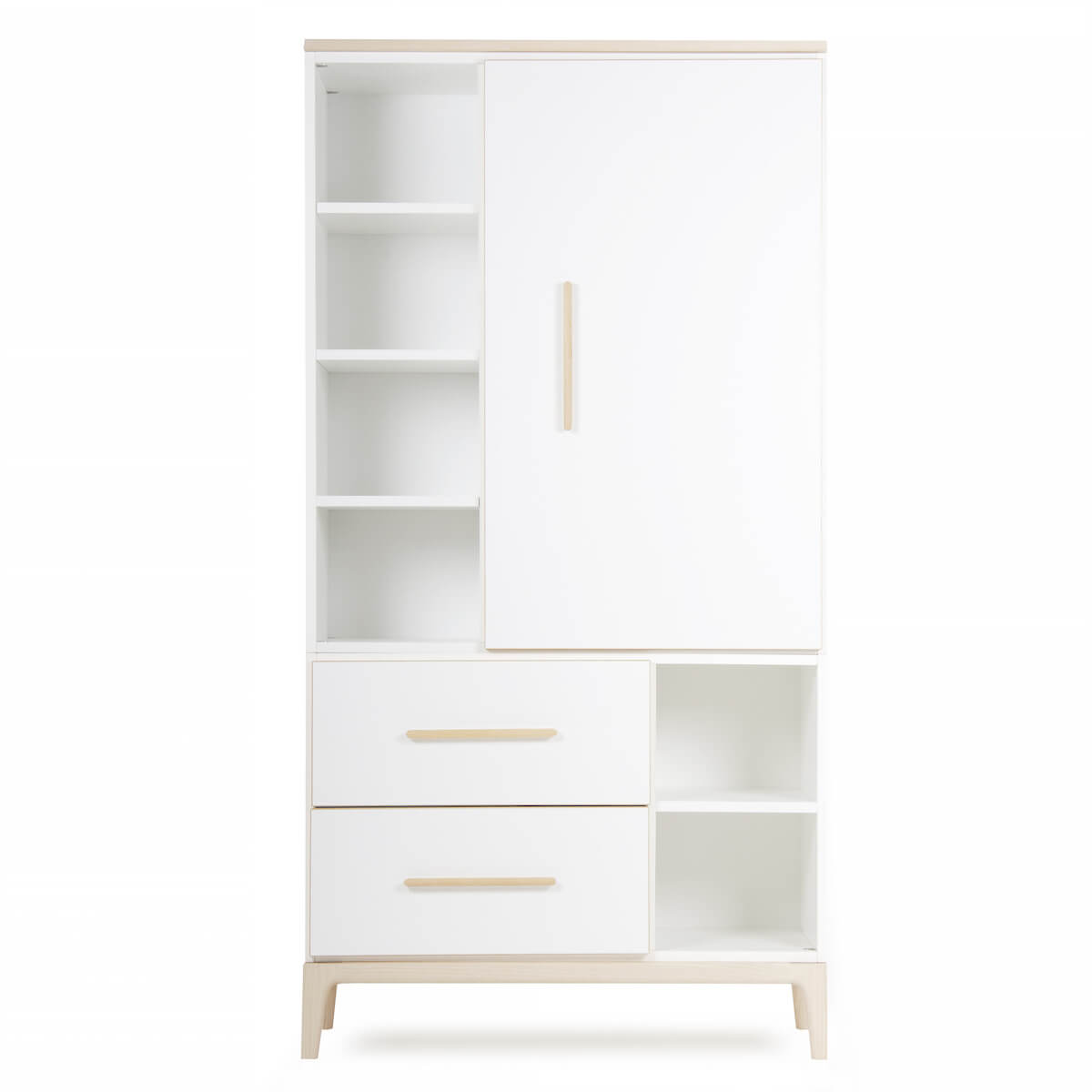 Kleiderschrank 173 cm 1-türig 2 Schubladen NADO Curve Esche white