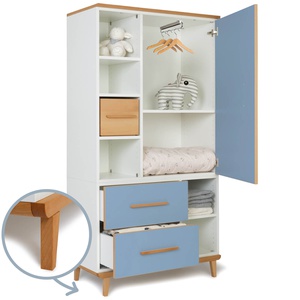 Kleiderschrank 173 cm 1-türig 2 Schubladen NADO Retro Buche capri blue