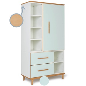 Kleiderschrank 173 cm 1-türig 2 Schubladen NADO Retro Buche mint