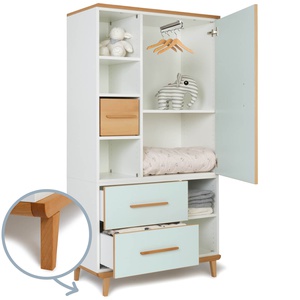 Kleiderschrank 173 cm 1-türig 2 Schubladen NADO Retro Buche mint