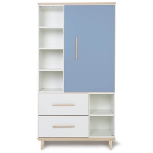 Kleiderschrank 173 cm 1-türig 2 Schubladen NADO Retro Esche capri blue-white