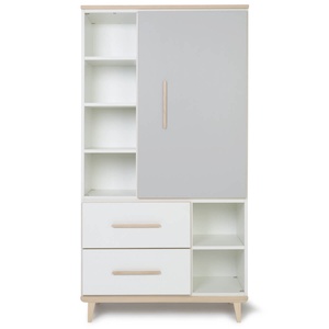 Kleiderschrank 173 cm 1-türig 2 Schubladen NADO Retro Esche manhattan grey-white