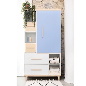 Kleiderschrank 173 cm 1-türig 2 Schubladen NADO Retro Esche manhattan grey-white