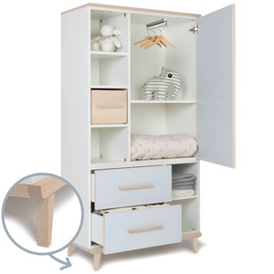 Kleiderschrank 173 cm 1-türig 2 Schubladen NADO Retro Esche sky blue